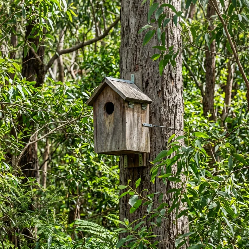 Animal nesting box installed as a humane alternative to a Russells Bridge roof cavity